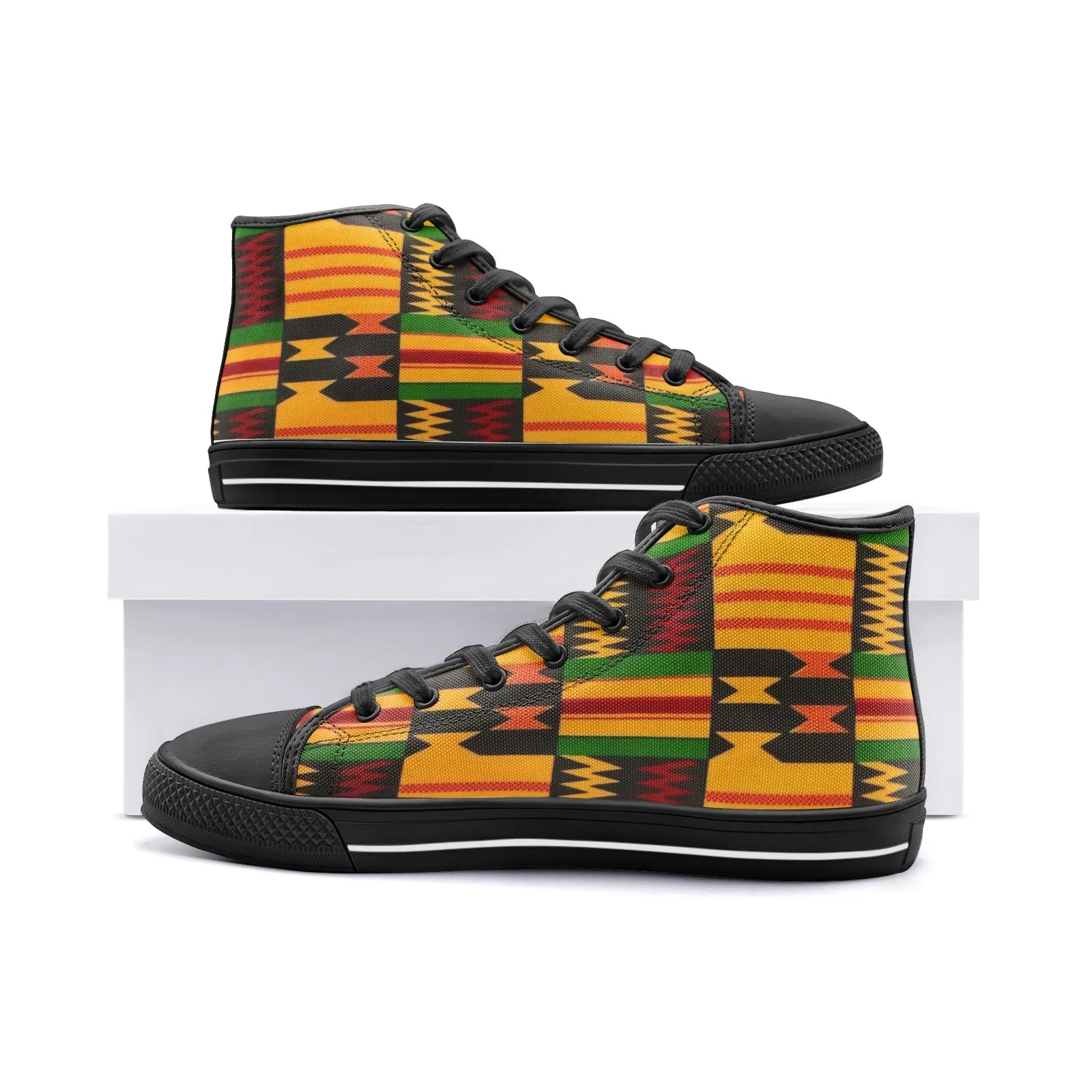 African Print Unisex High Top Canvas Shoes