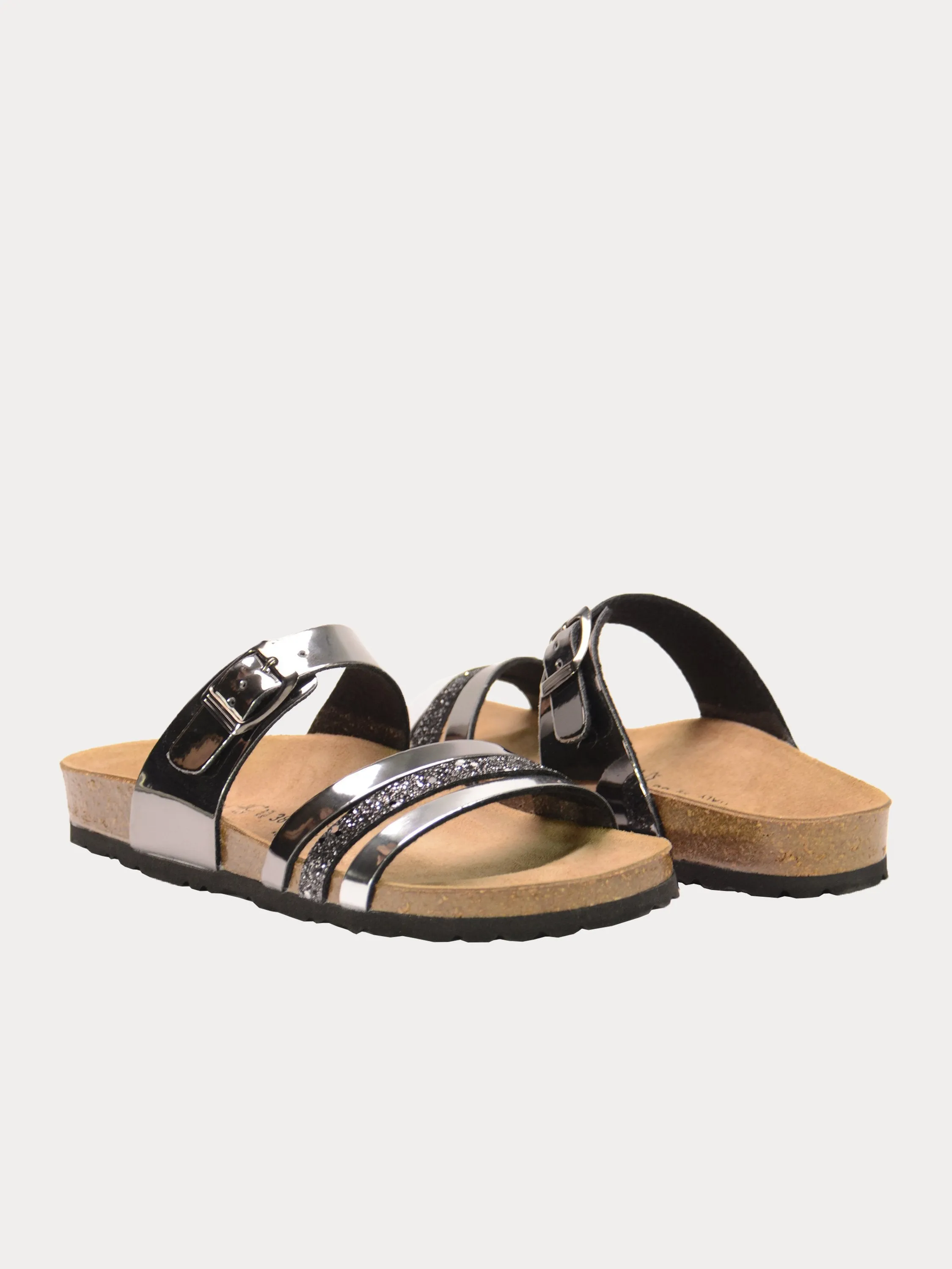 Biochic Women Multi Strap Patent Finish Sandals