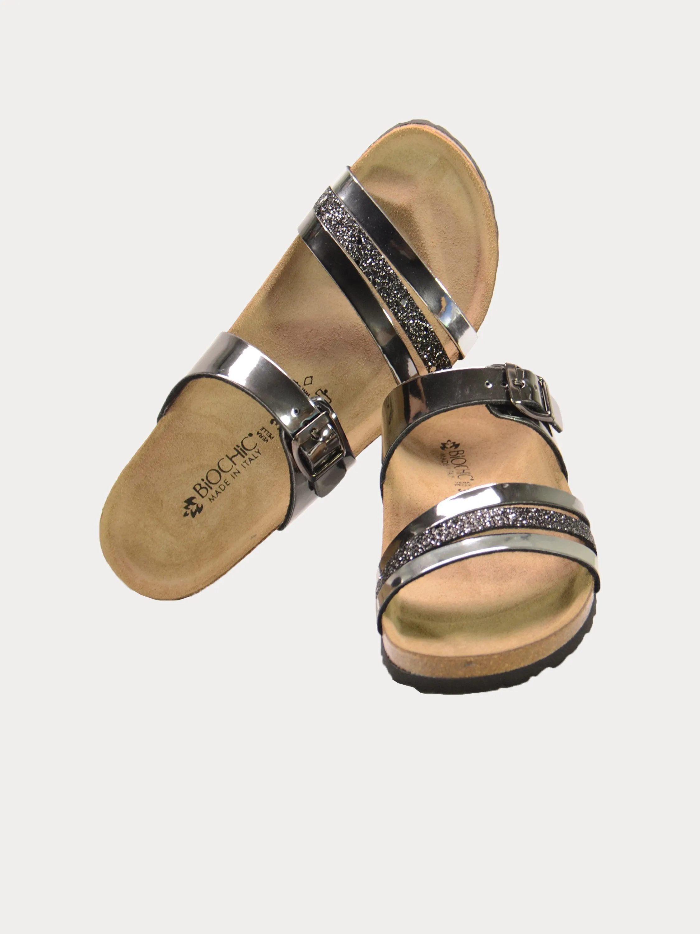 Biochic Women Multi Strap Patent Finish Sandals