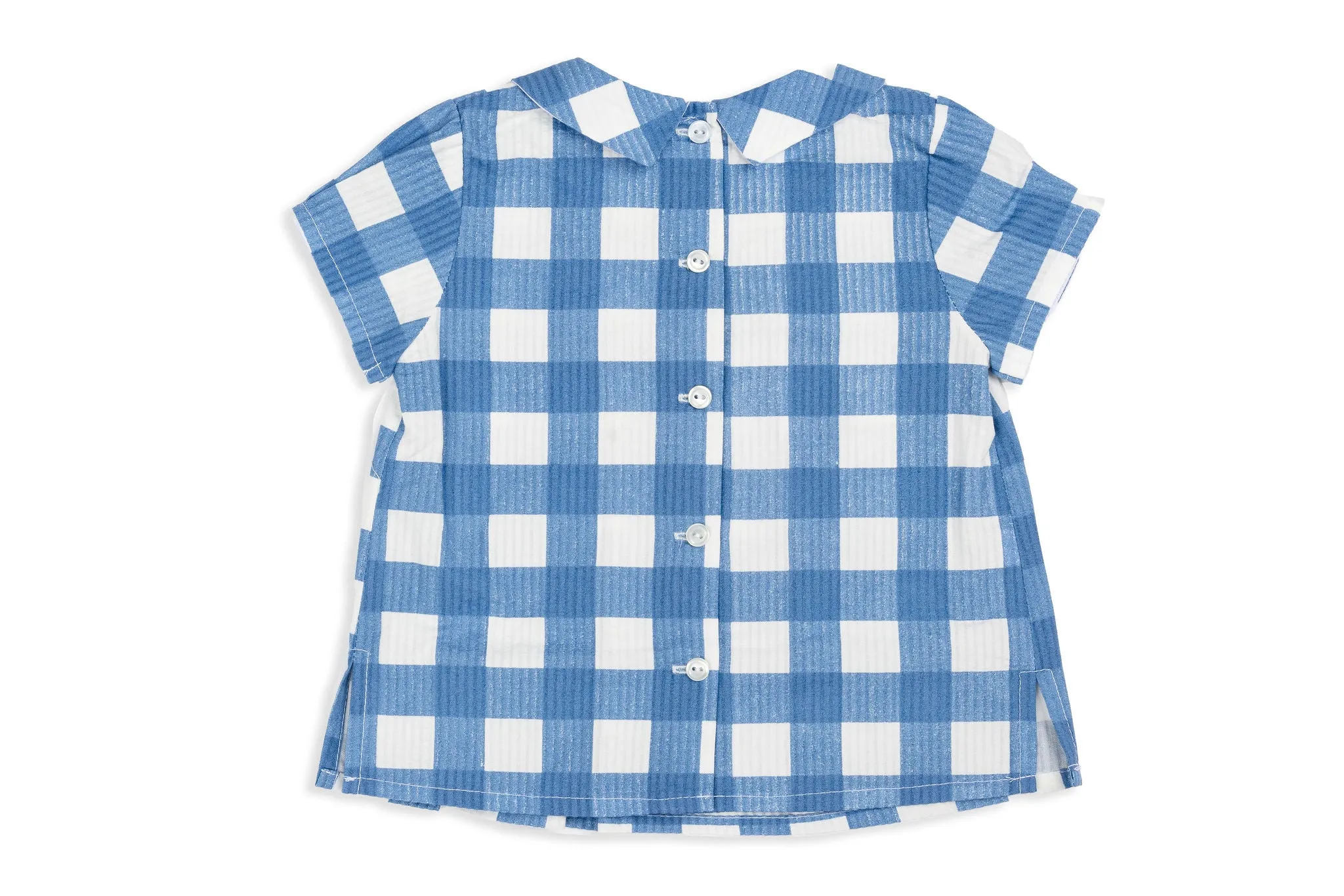 Blue Check Two-Piece Little Boy Short Set