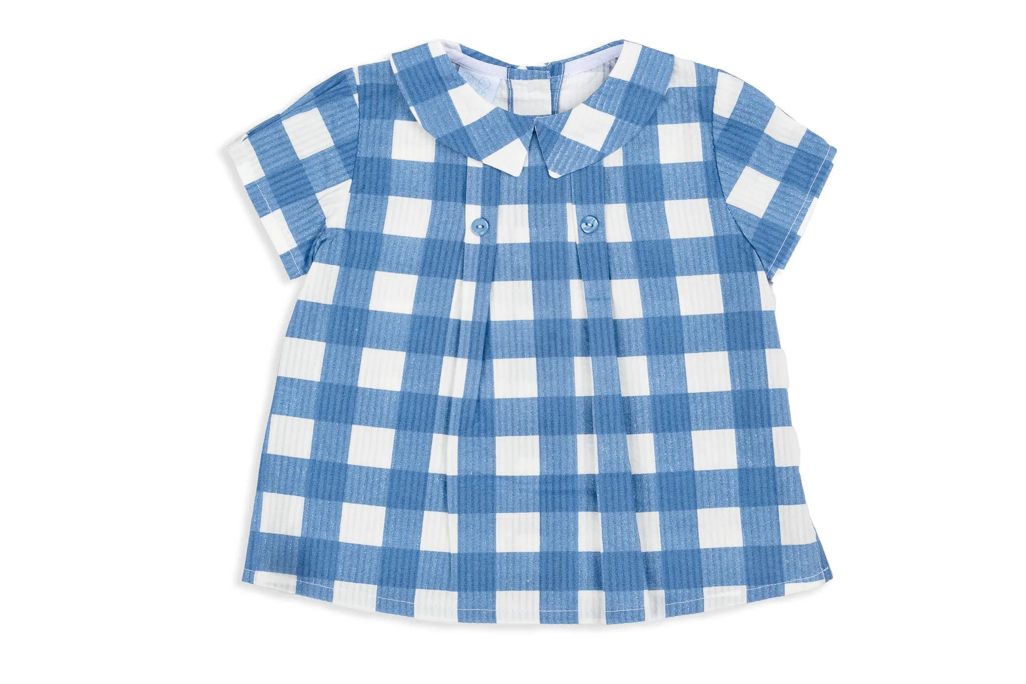 Blue Check Two-Piece Little Boy Short Set