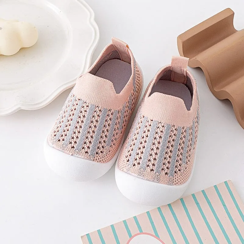 Color Stripe Mesh First Walker Sneakers