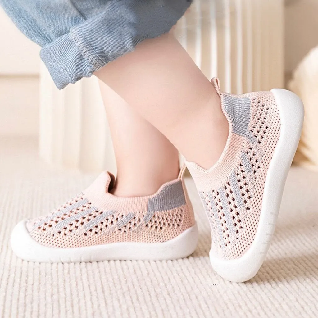 Color Stripe Mesh First Walker Sneakers