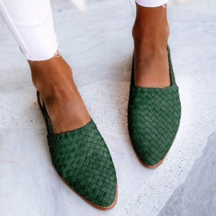 Elara | Handwoven Leather Slingback Loafers