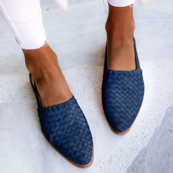 Elara | Handwoven Leather Slingback Loafers
