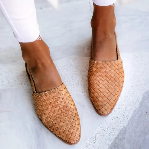 Elara | Handwoven Leather Slingback Loafers
