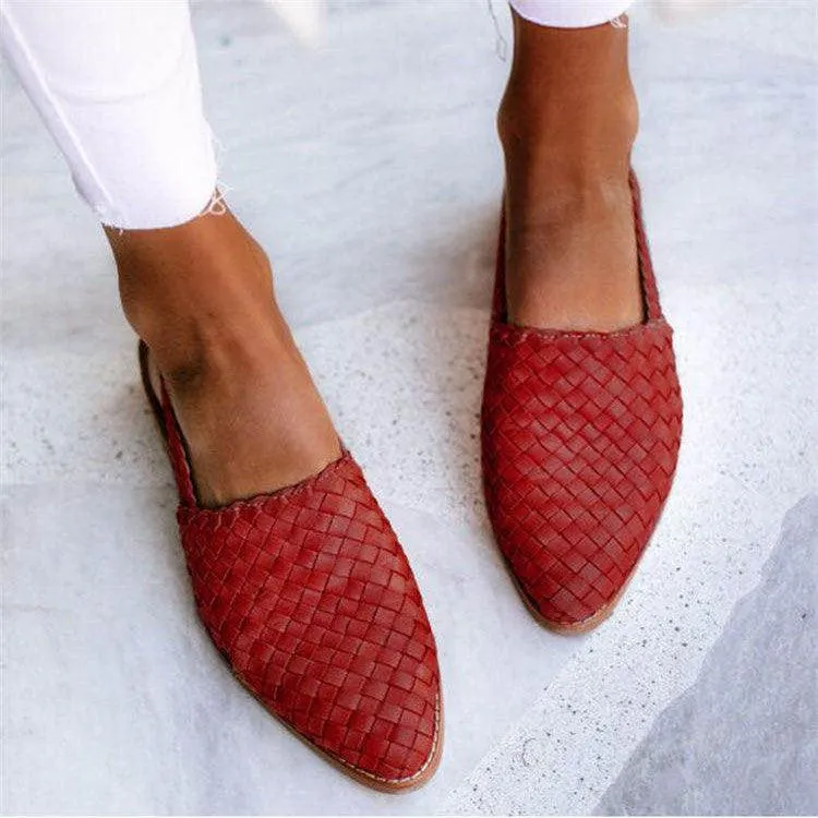 Elara | Handwoven Leather Slingback Loafers