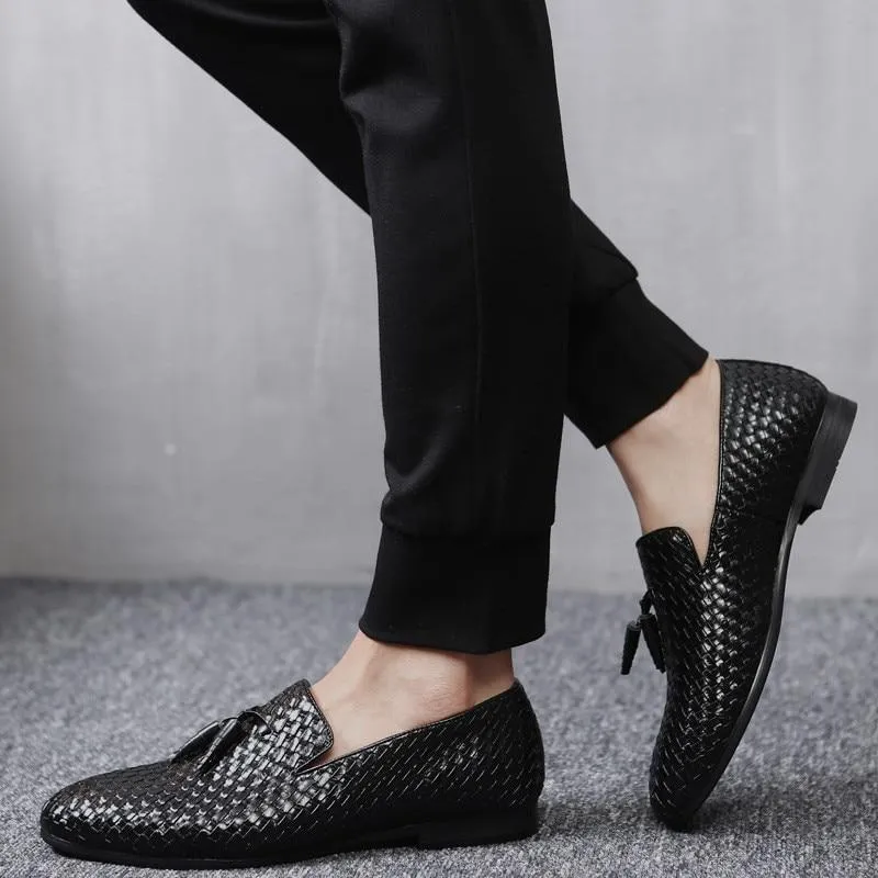 Luxury Tassel Weave Italian Leather Loafers - 3 Colors
