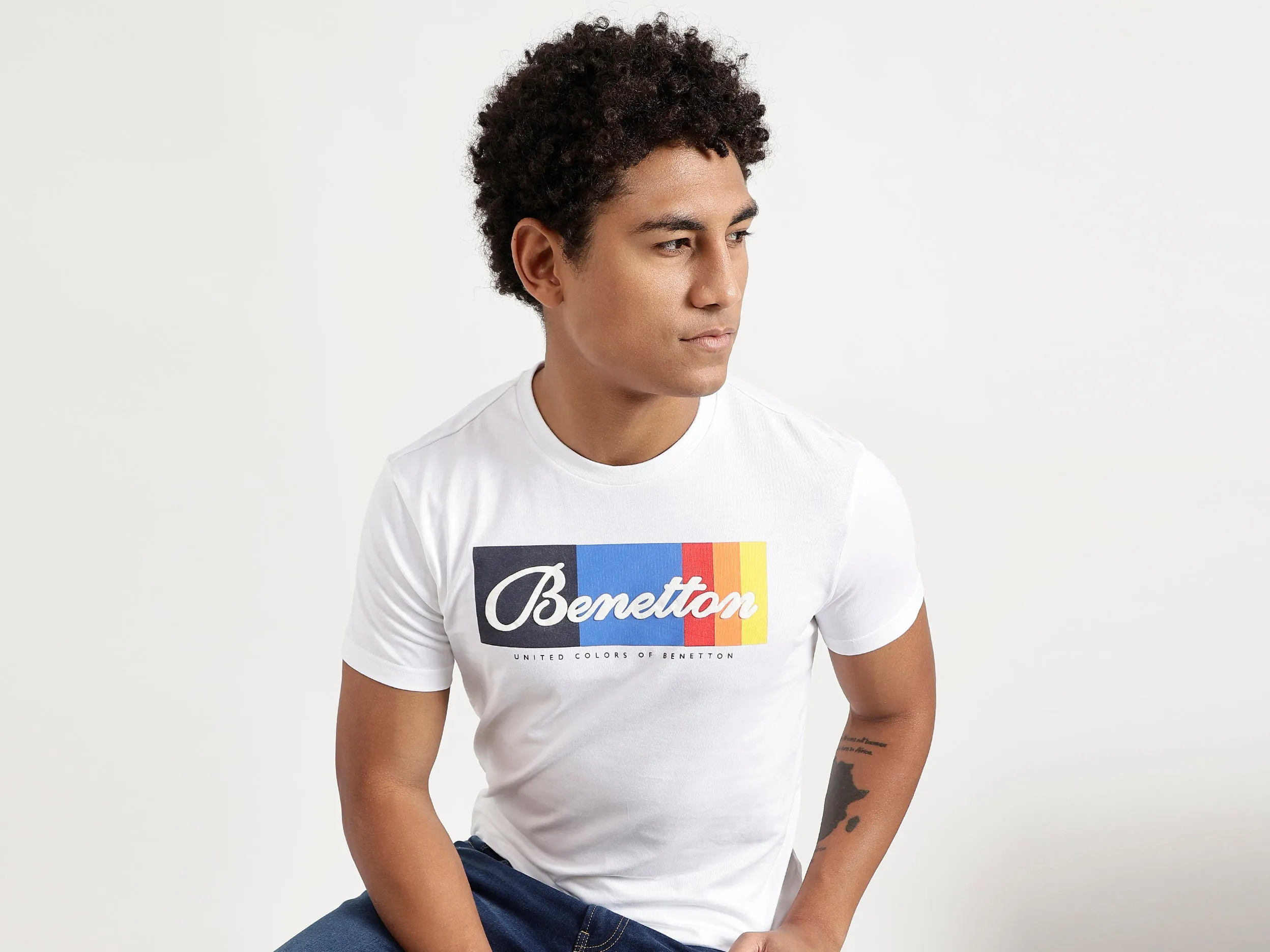 Men White Printed Regular T Shirt