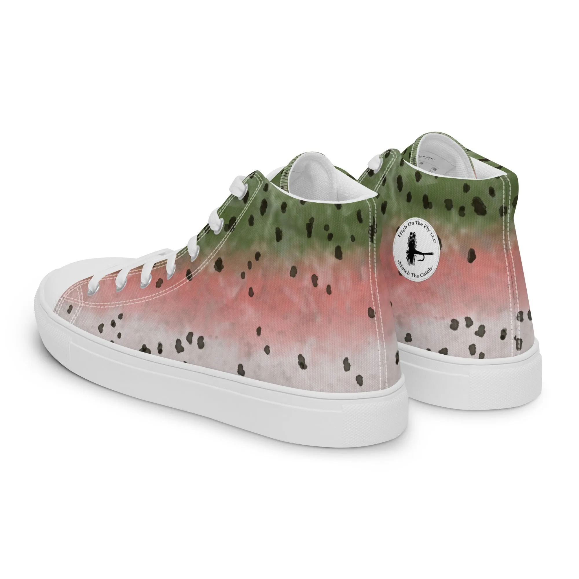 Rainbow Trout Men’s High Top canvas shoes
