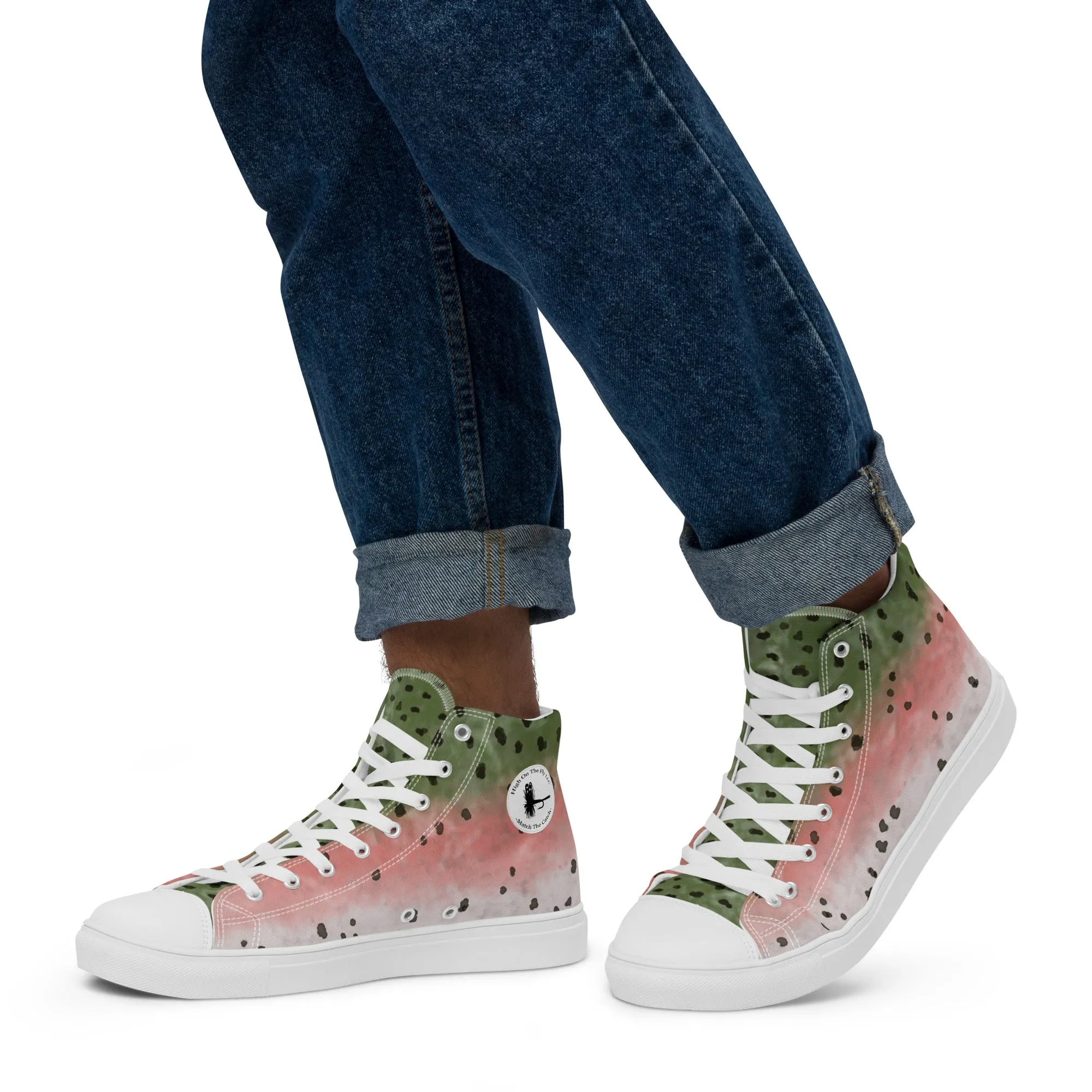 Rainbow Trout Men’s High Top canvas shoes