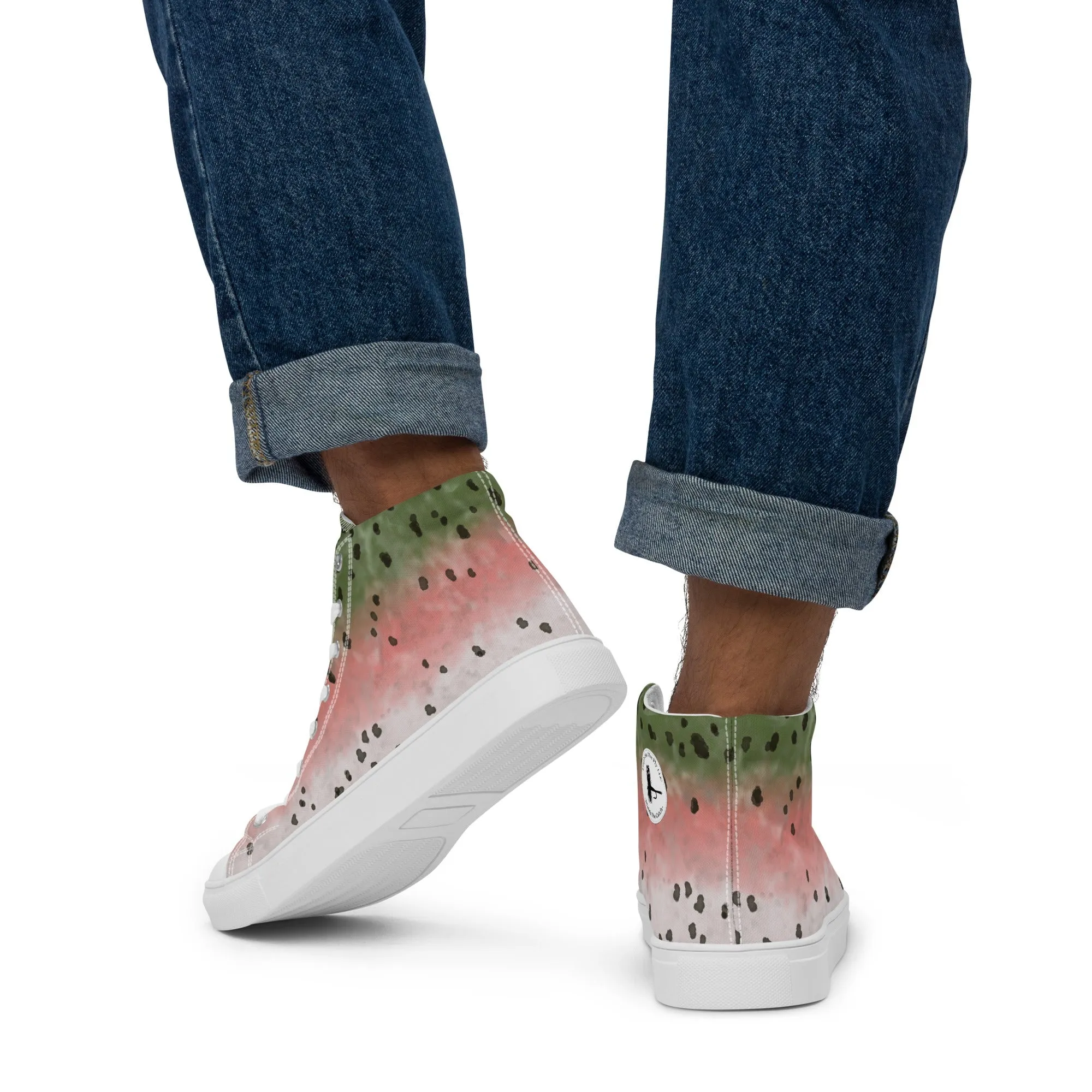 Rainbow Trout Men’s High Top canvas shoes