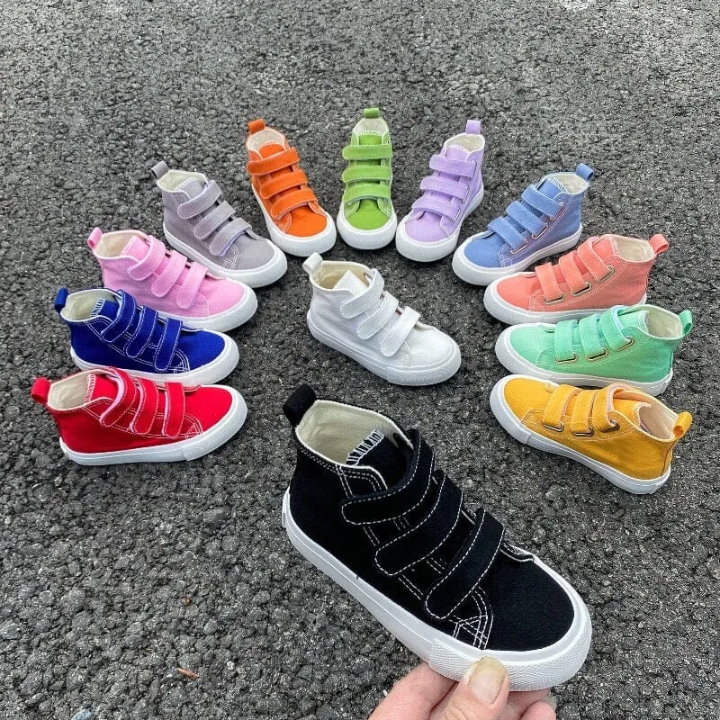 Solid Color High Top Kids Canvas Shoes (1)