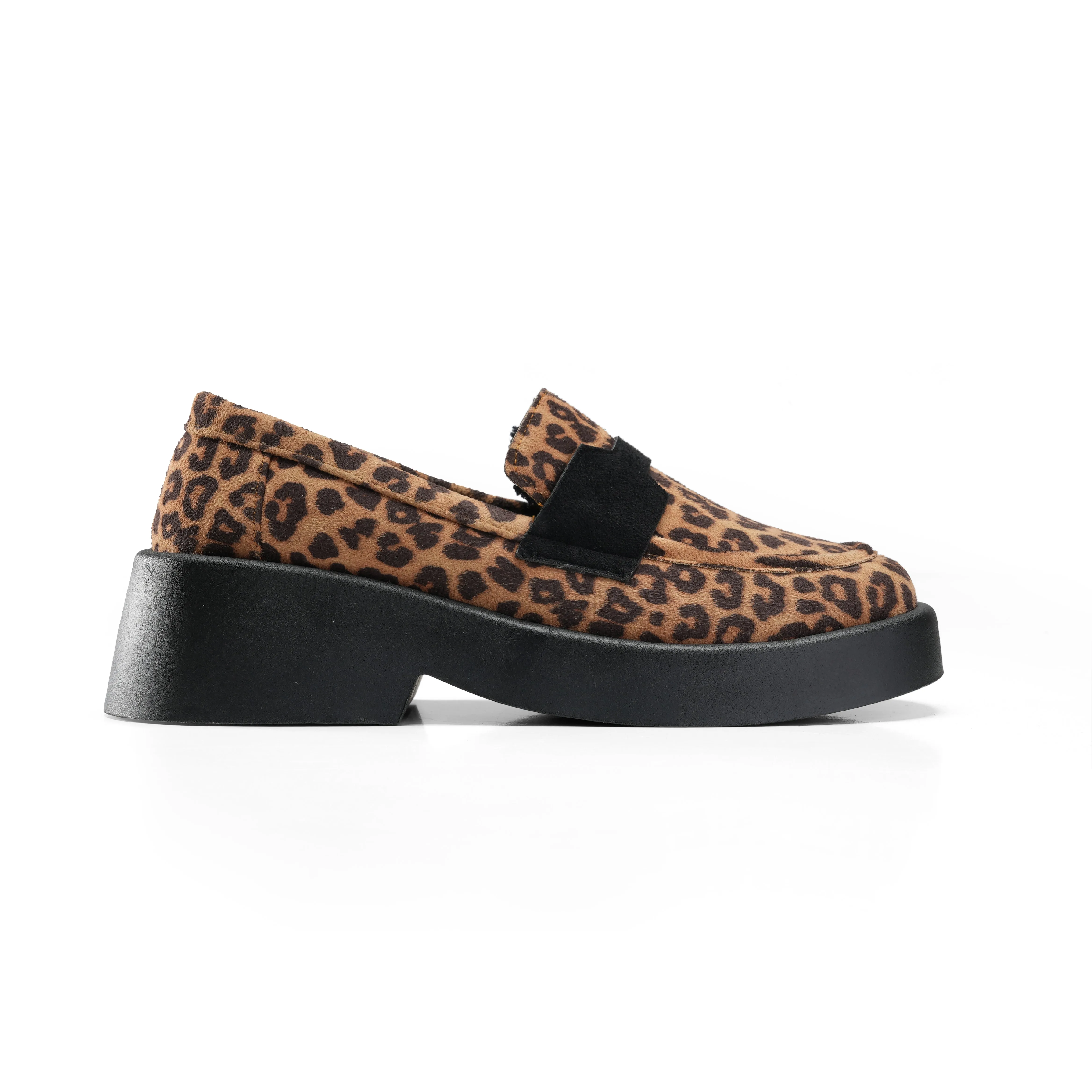 Tan Suede Platform Loafers with Fleece Lining - Tiger