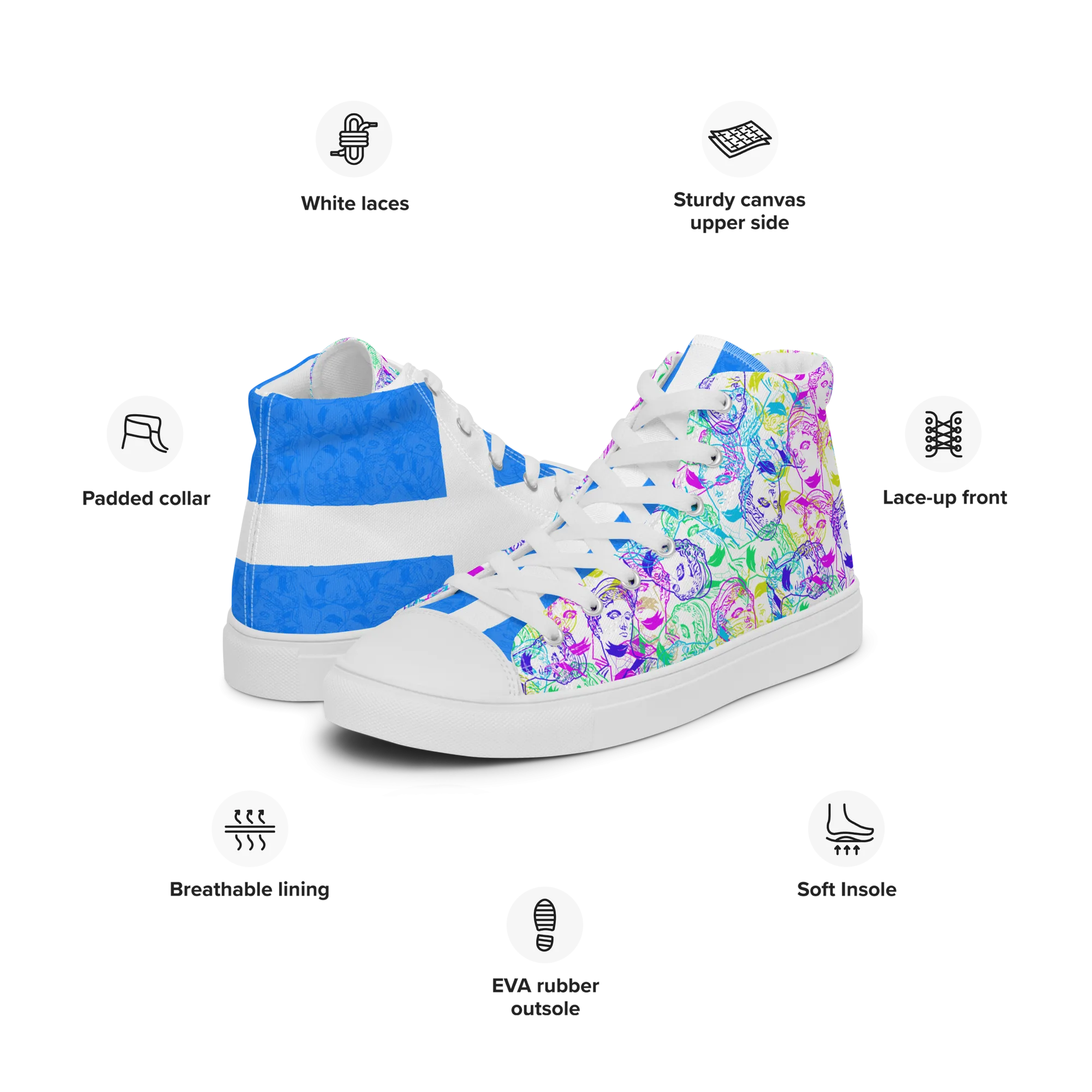 VOSRIO Select CMYK Hellas Womens high top canvas shoes