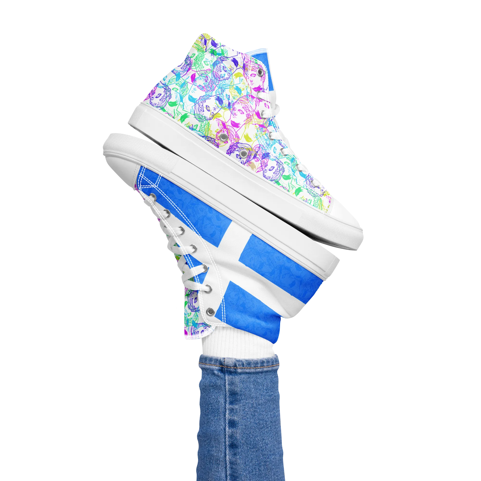 VOSRIO Select CMYK Hellas Womens high top canvas shoes