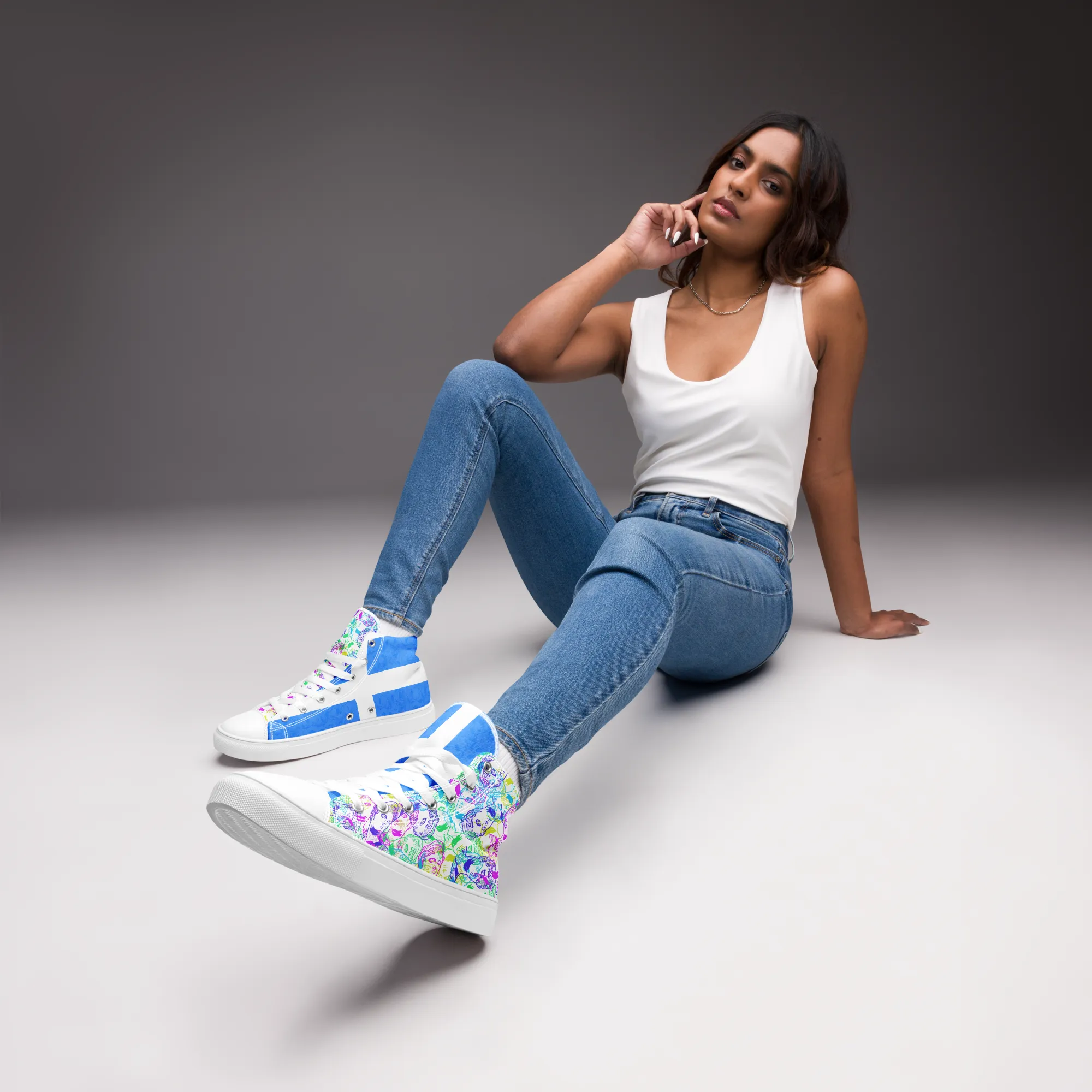 VOSRIO Select CMYK Hellas Womens high top canvas shoes