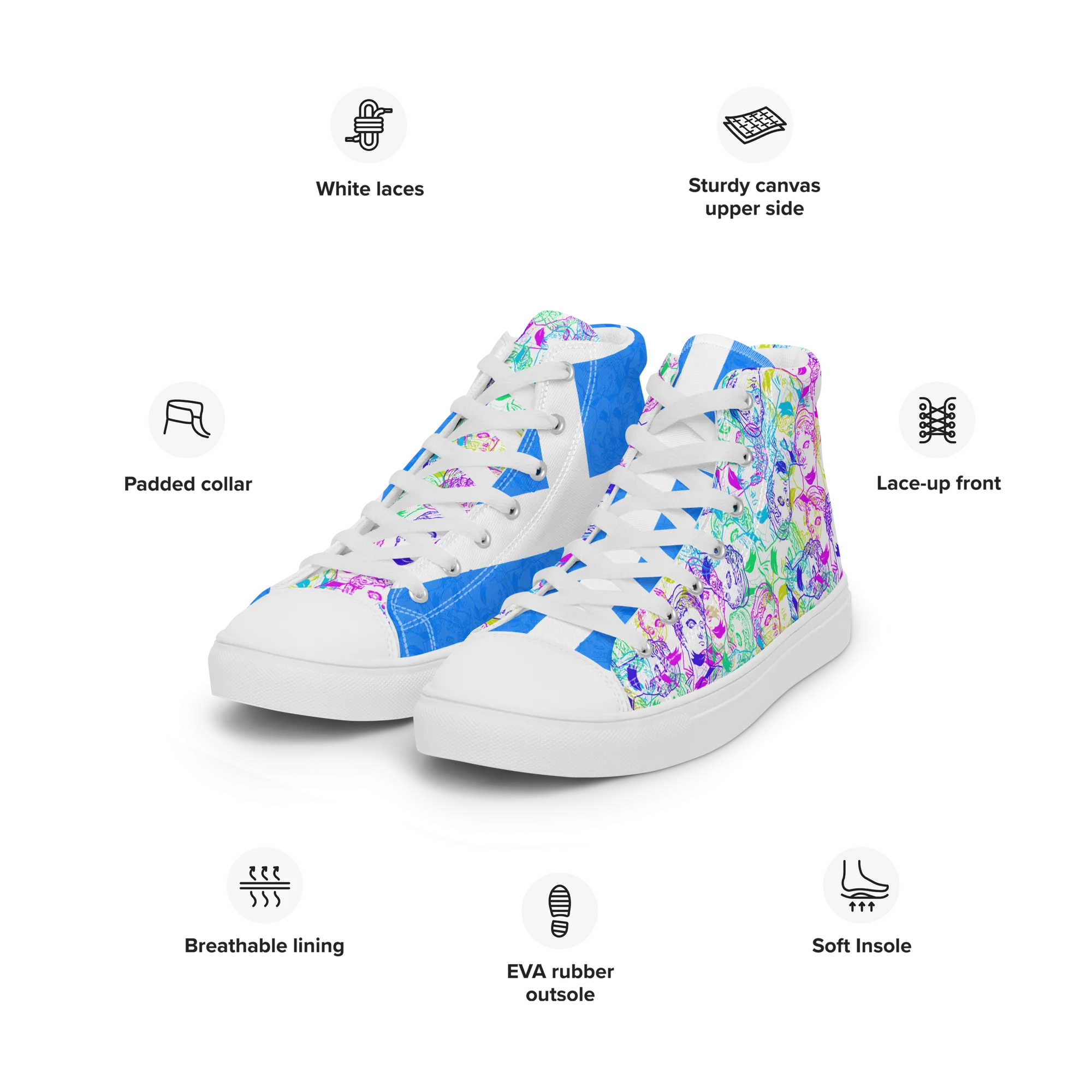 VOSRIO Select CMYK Hellas Womens high top canvas shoes