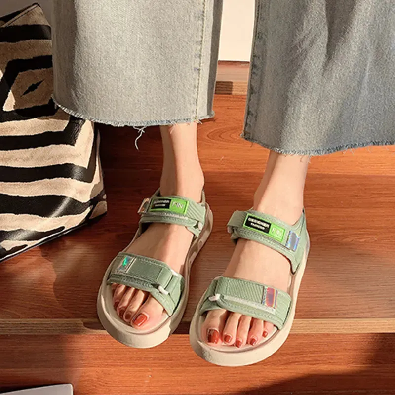 Women's Sandals Fashion Thick Soled Non Slip Comfortable Outer Wear Seaside Sandalias for Summer Buckle Strap Beach