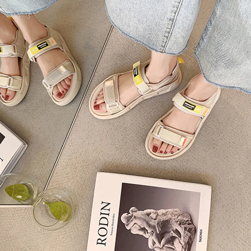 Women's Sandals Fashion Thick Soled Non Slip Comfortable Outer Wear Seaside Sandalias for Summer Buckle Strap Beach